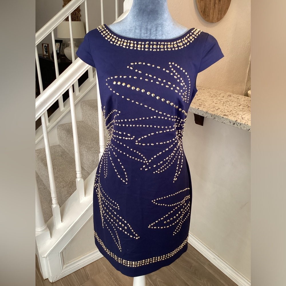 Lilly Pulitzer Pandora Blue Palm Studded Dress Size 4